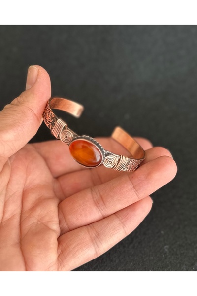 Fatih Bakır bilezik (Akik taşlı )