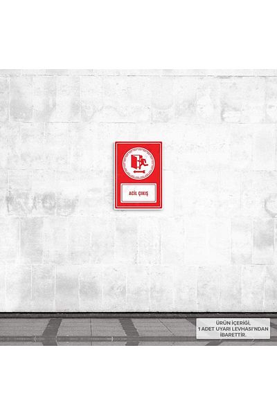 Posterya Ul01615-A5 - Emergency Exit Left Direction Warning Sign (15,4×21,6cm)