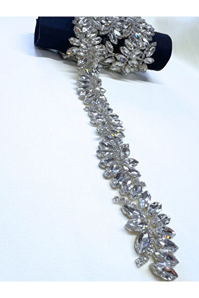 WeddingShopStone Kristal Taşlı Ütüyle Yapışan Aplik Şerit - Giyim Tekstil Abiye Hobi 50cm
