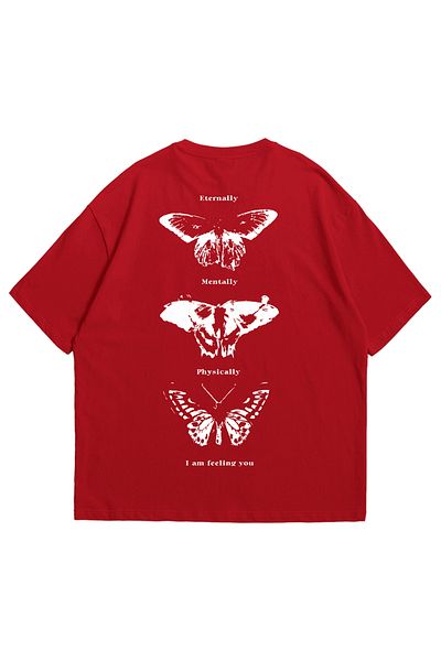 Scrovtie Women Men Red Manifest 666 Reflect Printed Oversize Crew Neck Short Sleeve T-Shirt