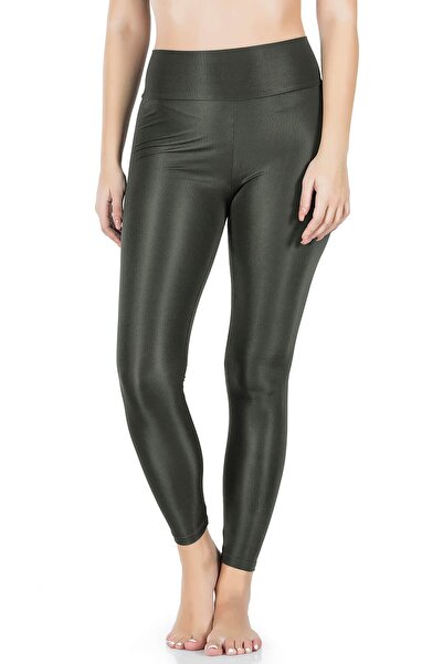 inkasole Ψηλόμεσο γυαλιστερό κολάν ντίσκο 0595 Χακί