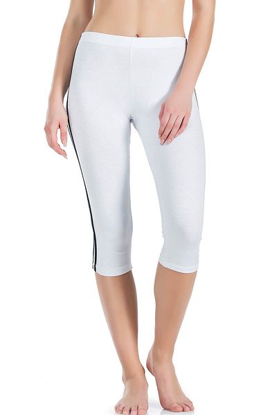inkasole Striped Women's Capri Leggings 0534 White