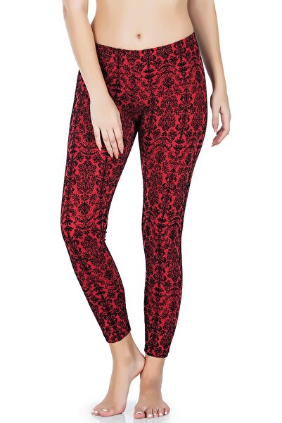 inkasole Μακρύ καλσόν με σχέδιο από φύλλα βαρκούνι 457 Βουργουνδίας