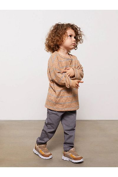 LC Waikiki Lcw Baby Brown Crew Neck Long Sleeve Striped Baby Boy Sweatshirt