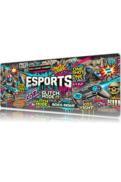 urzuva Esport Mousepad Gaming Oyuncu Xl Mouse Pad Kaydırmaz Dikişli 80x30 Cm