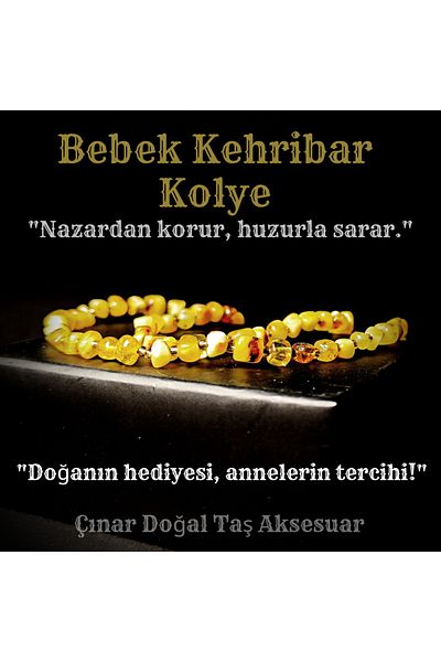Doğal Tasarım Amber Baby Necklace - Natural Texture Healing for the Health of the Little Ones