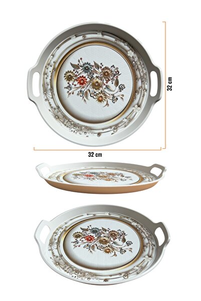 EZMK EV GEREÇLERİ Tea and Coffee Presentation Tray, White Color, 1 Piece, 32X32 cm