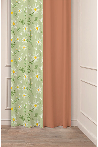 GREENDECOR Design special, frunze de flori, linie antică, model etnic, digital cu imprimeu (o singură aripă), perdea de fundal modernă și elegantă