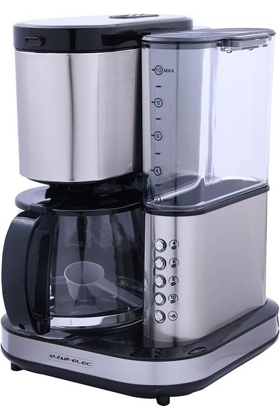 ALSAIF ELEC Saif 1.25L 800W Coffee Maker, Shiny Silver