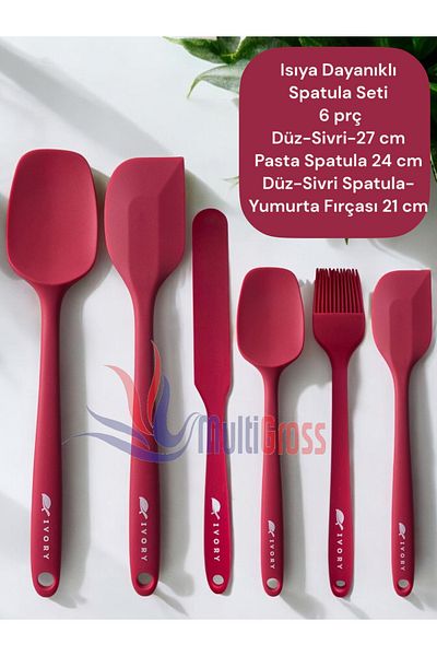 Multiamo Heat Resistant 12 Pcs Silicone Spatula Ladle Spoon Colander Dowry Set