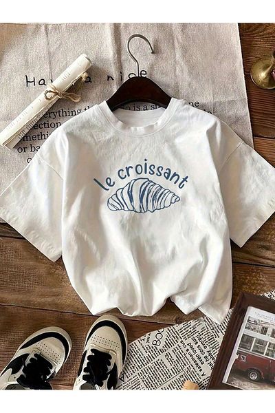 EVIus Μπλουζάκι με στάμπα Le Croissant Oversize Crew Neck