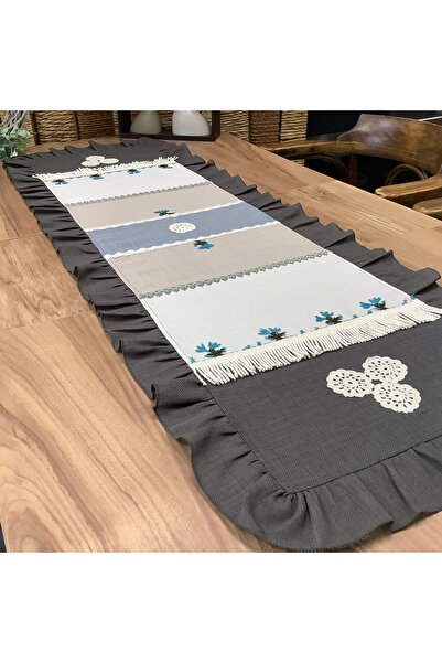 OYA home Patchwork & Fırfırlı & Iğne Oyalı & El Dantelli Runner-50*150 Cm