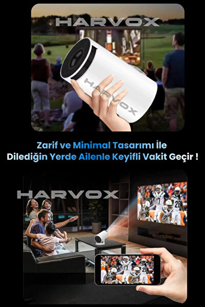 HARVOX HY300 Pro Upgrade Projeksiyon Cihazı Taşınabilir Android Sistemli Wifi HDMI USB Destekli Projektör