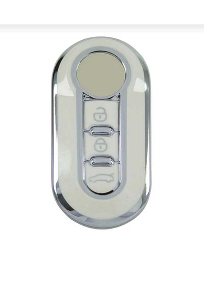GMA KEYS Fiat Doblo Ducato Fiorino Punto Key Case Cover - 500L Bravo Switchblade Nano White Silver Silver