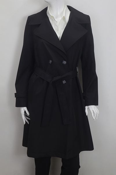KLAPA Fistan Store Women's Black Straight Regular Cut Regular Fit Button Closure Summer Trench Coat