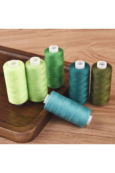 Choice green series 6 Colors/Set Yarn Sewing Thread Roll Machine Hand Embroidery 400 Yard Each Spool 100% P