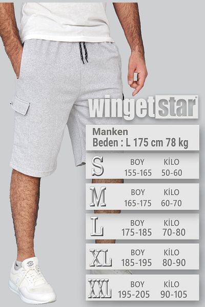 wingetstar Men's Gray Cargo Pocket Bermuda Shorts