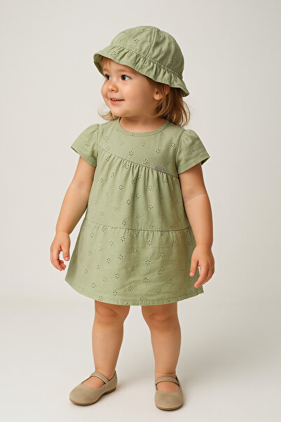 DFN فستان طفلة على شكل صدفة مع قبعة