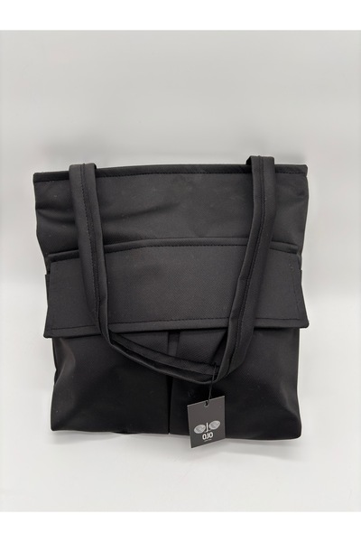 kumasfabrik Дамска черна чанта за ръка и рамо - платнена чанта