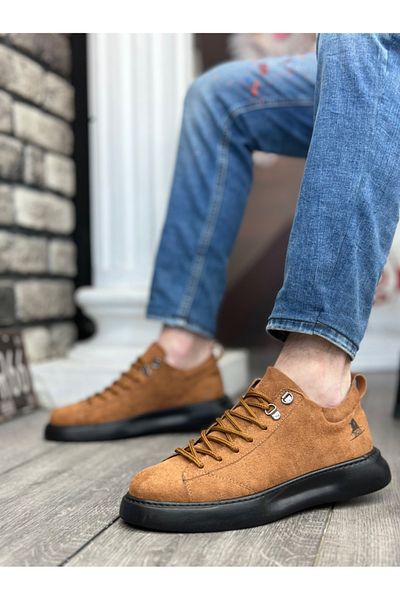 EBRUS TREND Et0331 Lace-Up Men's High Sole Tan Suede Black Sole Sports Shoes