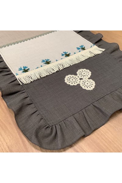 OYA home Patchwork & Fırfırlı & Iğne Oyalı & El Dantelli Runner-50*150 Cm