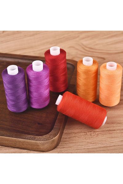 Choice red series 6 Colors/Set Yarn Sewing Thread Roll Machine Hand Embroidery 400 Yard Each Spool 100% Pol