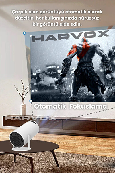 HARVOX HY300 Pro Upgrade Projeksiyon Cihazı Taşınabilir Android Sistemli Wifi HDMI USB Destekli Projektör