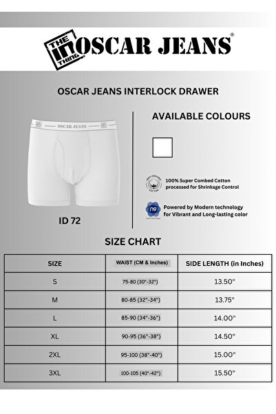 OSCAR JEANS 100% Cotton Men's Underwear Boxer Briefs Brightest White 3 Pack
