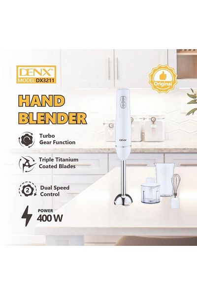 Denx DX3211، خلاط يدوي 4 في 1، أبيض
