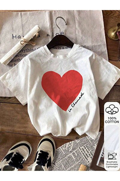 EVIus Оверсайз футболка з принтом у вигляді серця та велосипедним коміром