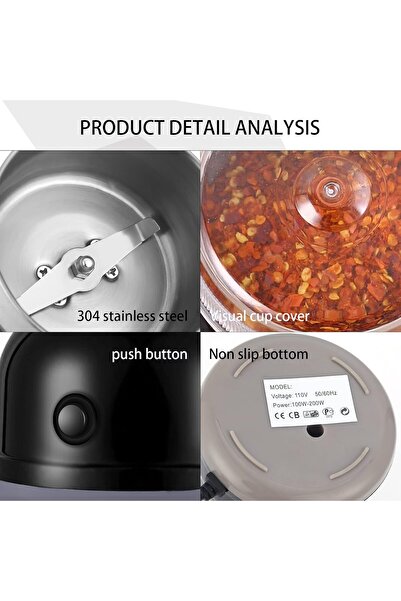 Denx DX2013 All-in-One Electric Coffee and Spice Grinder - 150W, 40g Capacity, 14,000 RPM