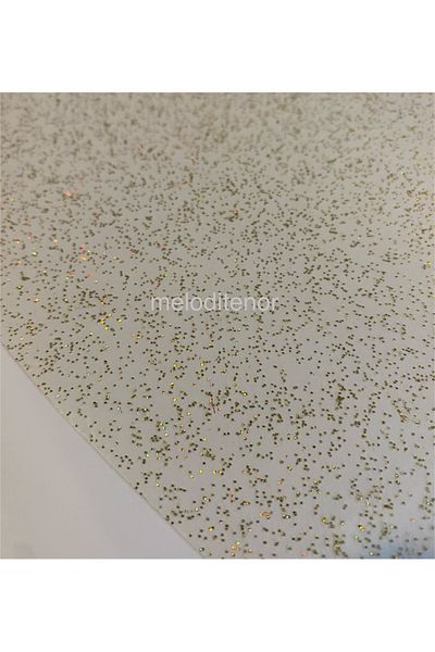 polset Gold Glitter Thin Transparent Pvc Round Oilcloth Table Cloth (Simles Are Preslid between Two Transparent Oilcloth)