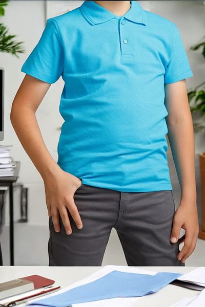 White Velvet Polo Neck Cotton Short Sleeve Kids/Youth School T-Shirt 2 Pack