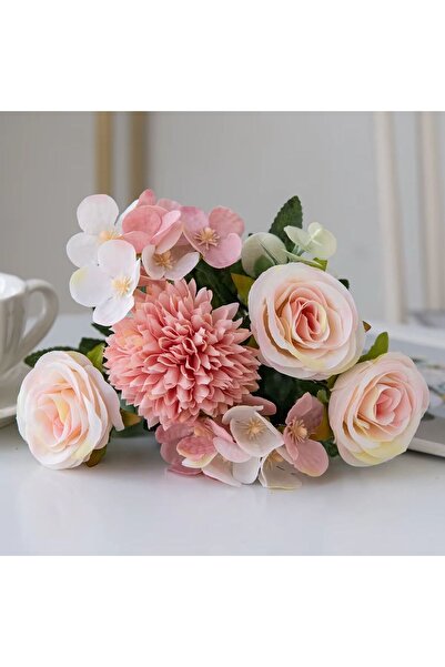 Choice12 زهور صناعية وردية، باقة ورد حريرية عتيقة، زهرة الكوبية، زهرة الفاوان...