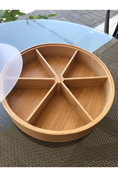 şirin eşyalarım Bamboo 6-Compartment Covered Presentation & Snack Bowl
