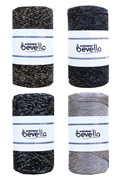 Bevella Macrame Cord Simli 200 gr 2 Mm Multi Sim Polyester Makrome Ipi, Simli Çanta, Supla Ipliği