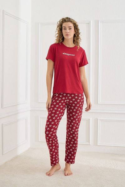 Mihra Women's Pajama Set Short Sleeve Crew Neck