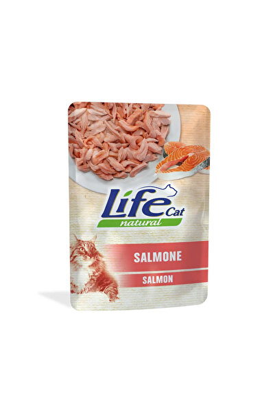 Life Cat كيس طعام قطط طبيعي من سمك السلمون - 70 جرام - عبوة من 18 كيسًا