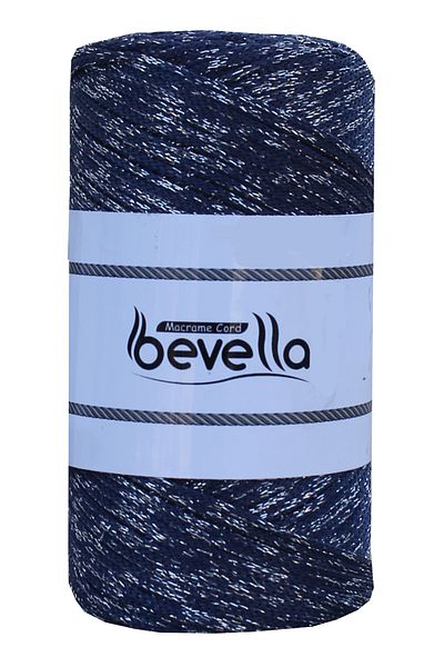 Bevella Macrame Cord Γυαλιστερό 200 gr 2 mm Σκούρο Μπλε Πολυester Μακράμε Χ νήμα, Γυαλιστερός Σάκος, Νήμα Supla