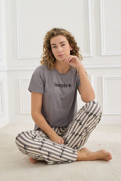 Mihra Women's Pajama Set Short Sleeve Crew Neck