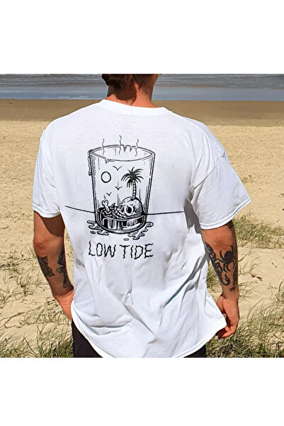 donamod تي شيرت كبير الحجم مطبوع عليه LOW TIDE