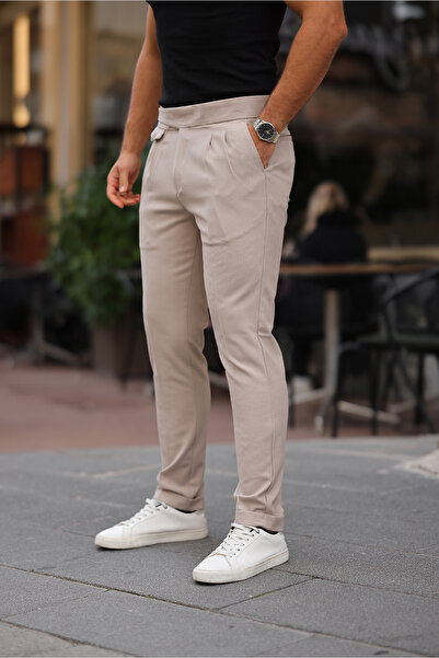 BASEL.CO Παντελόνι Old Money από ύφασμα με ζώνη με λεπτομέρεια ζώνης