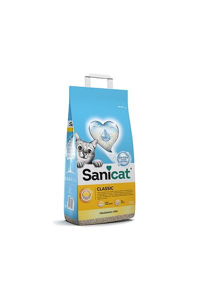 Sanicat رمل قطط كلاسيكي خالي من العطور - عبوة من قطعتين، 10 لتر