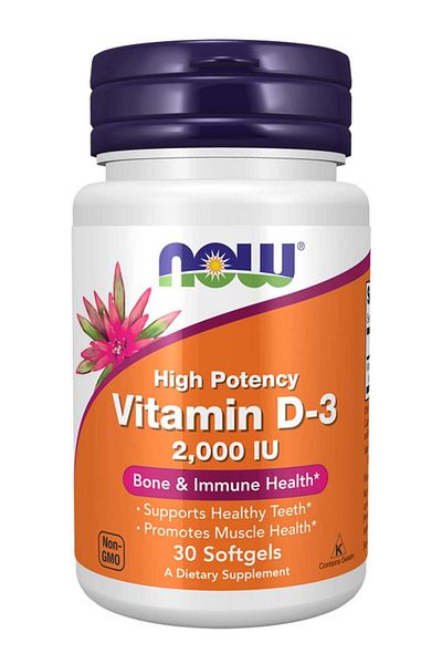 Now Foods High Potency Vitamin D-3 Dietary Supplement 2000 IU - 30 Softgels