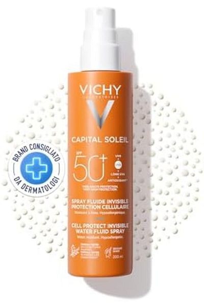 Vichy بخاخ حماية سائل غير مرئي من كابيتال سولاي، فيشي، لجميع أنواع البشرة، 200 مل
