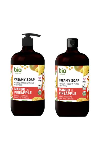 bio natural aroma 97% Organic and Vegan Liquid Hand Soap Mango & Paneapple 2 X 946 ml
