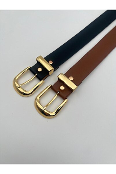 Descoin مجموعة من 2 حزام فستان نسائي بإبزيم ذهبي غير قابل للتشويه. حزام بنطلونات، حزام قميص