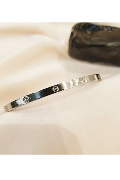 JANRA WORLD Stainless Steel Handcuff - Bracelet (Silver & Gold Color) Thin Model with or Without Stone