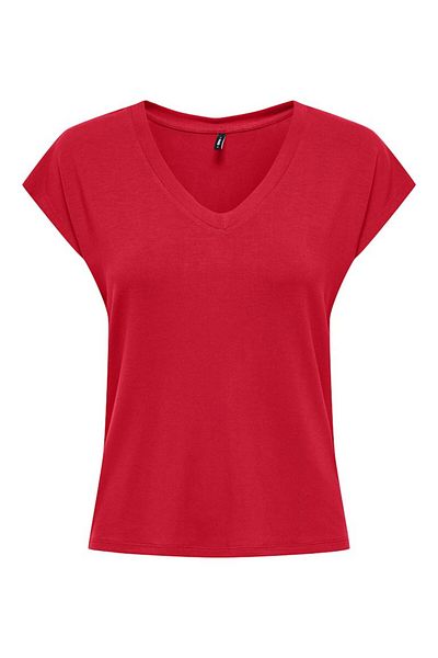 ONLY Women's Red V-Neck Top 15315776 -Truered S/S Jrs T-Shirt