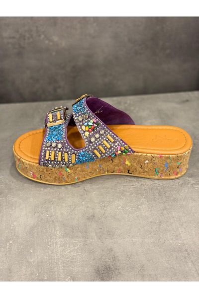 Zeyn Slippers Handwritten Natural Column Heel Cork